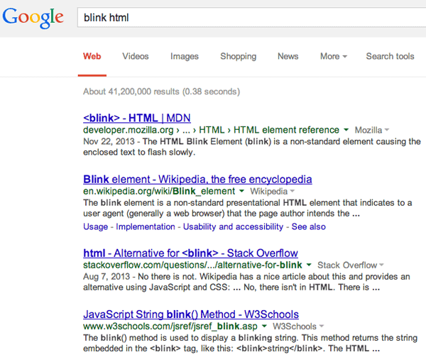 blink html google